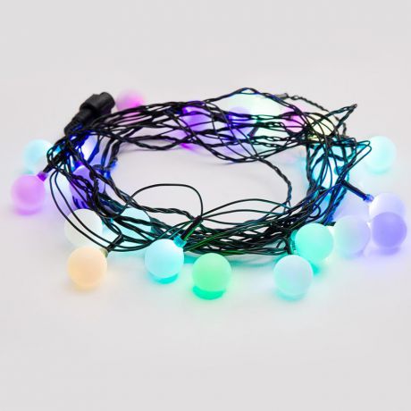 Гирлянда Neon-Night "Мультишарики", светодиодная, 25 LED, диаметр 23 мм, цвет: темно-зеленый, красный, зеленый, 5 м
