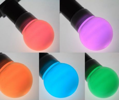 Лампа шар "Neon-Night", светодиодная, 9 LED, цоколь Е27, цвет: красный, зеленый, синий, диаметр 50 мм