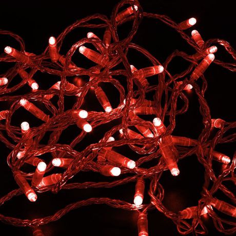 Электрическая гирлянда Neon-Night "Нить", с эффектом мерцания, прозрачный ПВХ, 230В, цвет: красный, 10 м