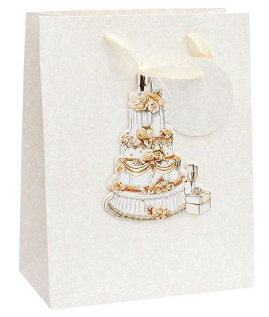 Пакет подарочный Белоснежка "Свадебный торт", 18 х 23 х 10 см