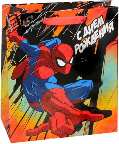 Пакет подарочный Marvel "Человек-паук. Ты лучший!", цвет: мультиколор, 18 х 10 х 23 см. 2019750