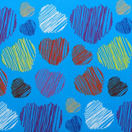 Бумага упаковочная "Разноцветные сердца", 52 х 76 см. 852386