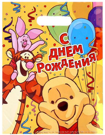Пакет подарочный Disney "Медвежонок Винни. С Днем Рождения", цвет: мультиколор, 22,3 x 29,2 см. 1221208