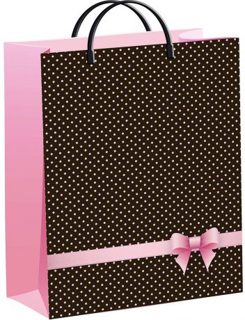 Пакет подарочный ТикоПластик "Розовый бантик", цвет: коричневый, розовый, 40 х 30 см. 1882213