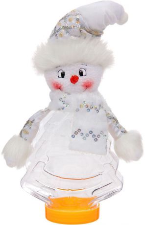 Подарочная упаковка Sima-land "Снеговичек", с шарфиком, цвет: белый, серебристый, вместимость 320 г