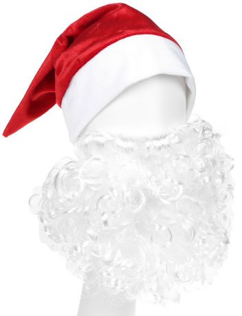 Батик Аксессуар карнавальный для мальчика Колпак новогодний с бородой цвет красный размер 52-56