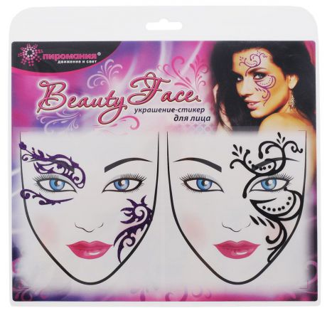 Partymania Украшение-стикер для лица Beauty Face цвет фиолетовый черный 2 шт