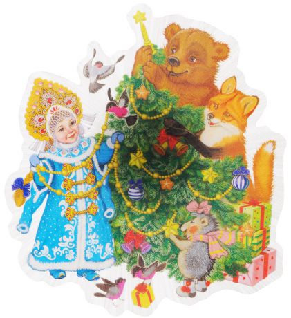 Украшение новогоднее Magic Time "Снегурочка и зверята", со светодиодной подсветкой, 11,5 x 11,5 x 3 см