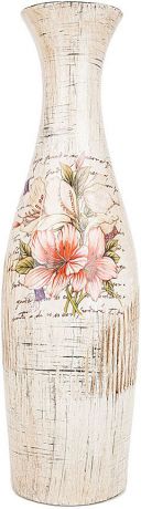 Ваза декоративная ENS Group "Восточная лилия", цвет: белый, мультиколор, высота 38,5 см. 3020011