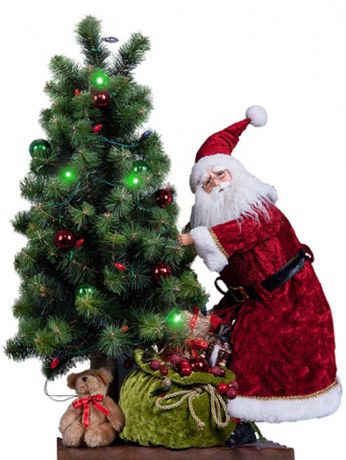 Украшение для интерьера новогоднее Mister Christmas "Дед Мороз с елкой", высота 61 см