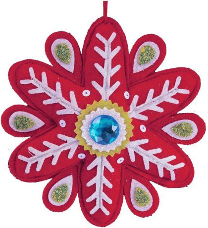 Украшение для интерьера новогоднее Erich Krause "Снежинка со стразинкой", 34439, красный, 15 см