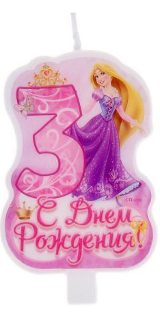 Disney Свеча для торта С днем рождения Цифра 3 Принцессы