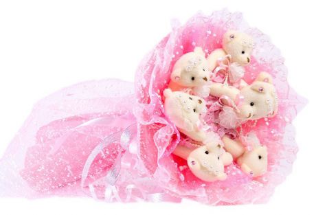 Букет из игрушек Toy Bouquet "Медвежата "Зефирки", цвет: розовый, 7 игрушек