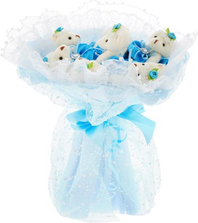 Букет из игрушек Toy Bouquet "Медвежата "Зефирки", цвет: голубой, 7 игрушек