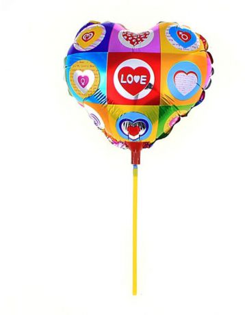 Sima-land Воздушный шарик Сердце 10 с палочкой цветное