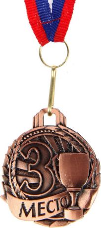 Медаль сувенирная "3 место", цвет: бронзовый, диаметр 4,6 см. 036