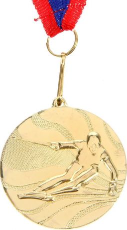 Медаль сувенирная "Лыжи", цвет: золотистый, диаметр 5 см. 067
