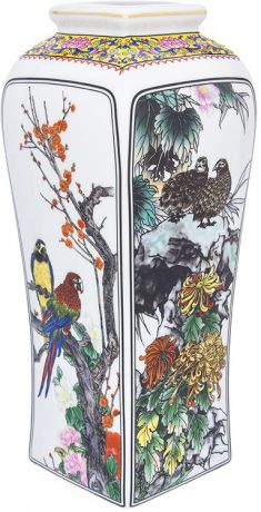Ваза Elan Gallery "Птицы в цветах", цвет: белый, высота 30 см, 3 л. 501928
