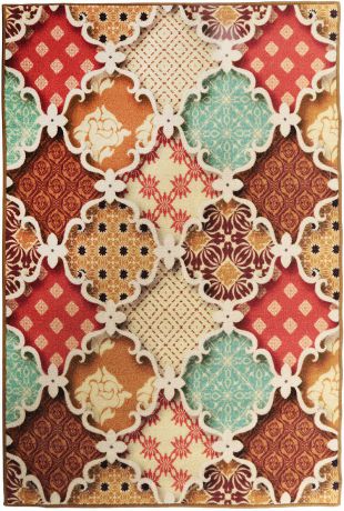 Ковер MAC Carpet "Розетта Дижитал: Клетка", 24368, бежевый, зеленый, красный, 100 х 133 см