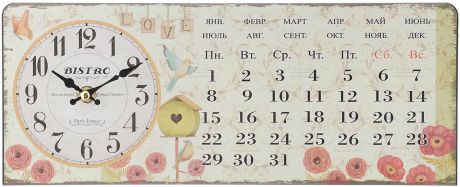 Часы настольные Феникс-Презент "Красные цветочки", 35 х 14 см
