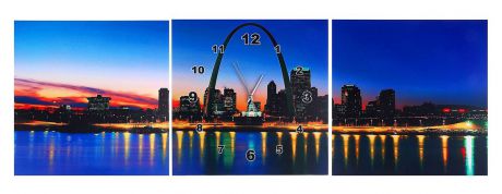 Часы-картина настенные "Берег ночного города", 40 х 40 см