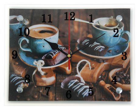 Часы настенные прямоугольные Сюжет "Кофе и конфеты", 20 х 25 см