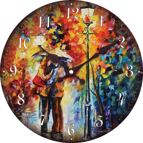 Часы настенные Белоснежка "Поцелуй под дождем", диаметр 34 см