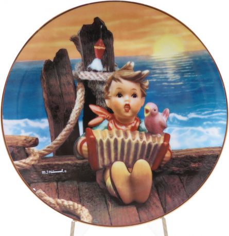 Декоративная коллекционная тарелка "Нежные Друзья: Давайте петь". Фарфор, деколь, золочение, США, Хуммель, Danbury Mint, 1991