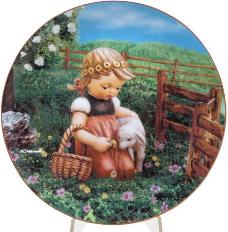 Декоративная коллекционная тарелка "Нежные Друзья: Любимый питомец". Фарфор, деколь, золочение, США, Хуммель, Danbury Mint, 1991