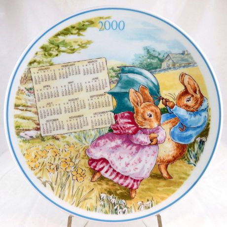Декоративная коллекционная тарелка "Питер Кролик: Календарь 2000". Фарфор, деколь, Великобритания, Wedgwood, 1999
