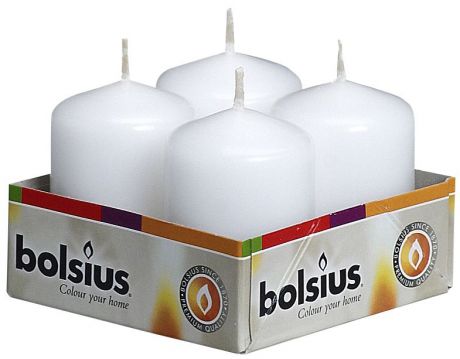 Набор свечей "Bolsius", цвет: белый, высота 5,5 см, 4 шт