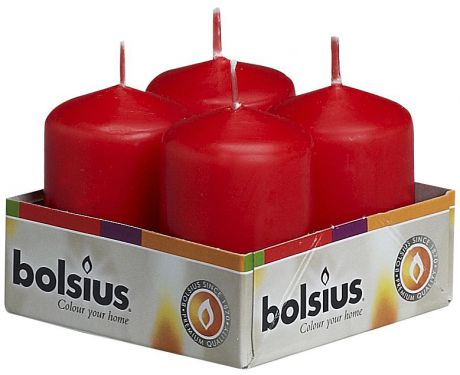 Набор свечей "Bolsius", цвет: красный, высота 5,5 см, 4 шт