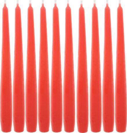 Набор свечей "Омский cвечной завод", цвет: красный, высота 24 см, 10 шт