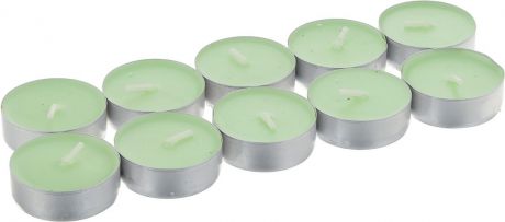 Набор чайных свечей "Домашний сундук", ароматизированные, цвет: зеленый, 10 шт