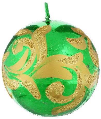 Свеча-шар Fem "Флоренция", цвет: зеленый, золотой, диаметр 9 см