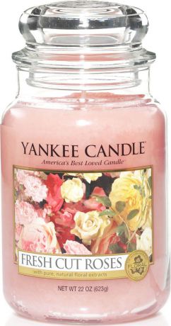 Ароматическая свеча Yankee Candle "Свежесрезанные розы / Fresh Cut Roses", 110-150 ч