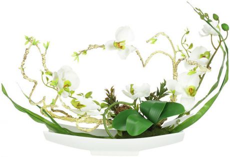 Цветы декоративные Dream Garden "Орхидея белая", на подставке, 38 х 14 х 31см. DG-15006-AL