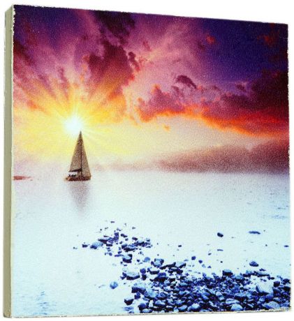 Картина Mister Poster "Волшебная яхта на закате", 14,5 х 14,5 см