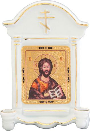 Икона Elan Gallery "Иисус Христос", с 2 подсвечниками, с молитвой "Благословение дома", 9 х 4,5 х 12,5 см