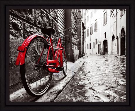 Картина Postermarket "Красный велосипед в старом городе", 40 х 50 см