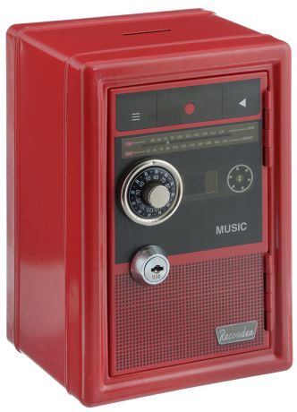 Копилка-сейф Эврика "Радио-ретро", с ключами, цвет: красный