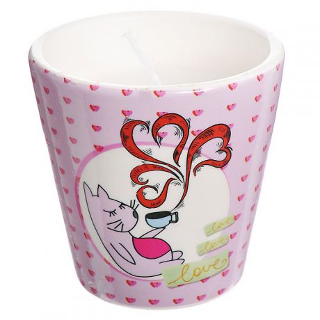 Декоративный подсвечник "Любовный напиток", со свечой, цвет: розовый. 31310