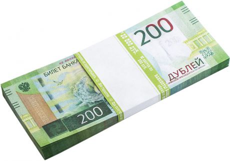 Деньги сувенирные Эврика "Забавная пачка 200 руб", цвет: зеленый