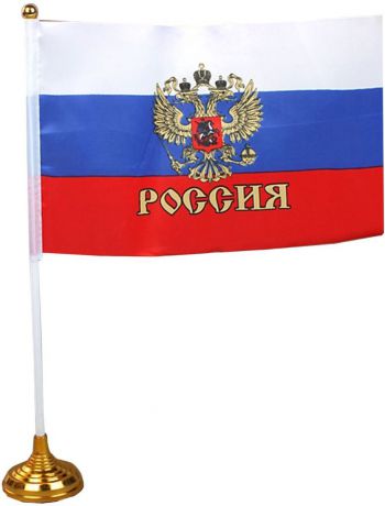 Флаг Sima-land "Россия. Герб", со штоком, 14 х 21 см