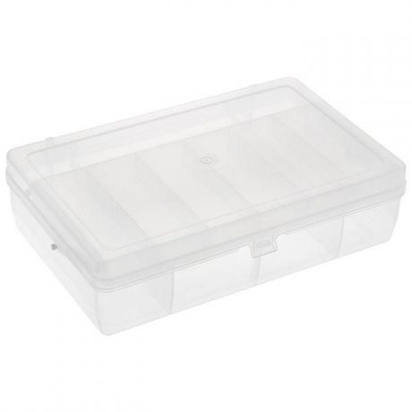 Коробка для мелочей "Trivol", двухъярусная, с микролифтом, цвет: прозрачный, 23,5 см х 15 см х 6,5 см