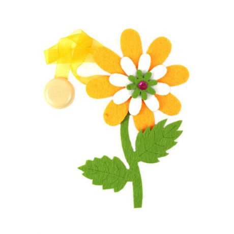 Клипса-магнит для штор Астра "Цветок", цвет: зеленый, оранжевый, 15 см х 10 см
