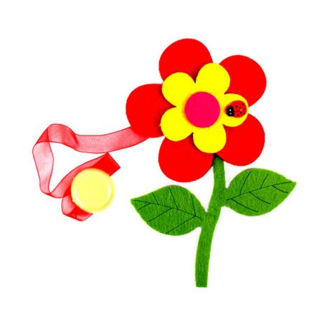 Клипса-магнит для штор Астра "Цветок с декором", цвет: зеленый, красный, желтый, 15,5 см х 11 см
