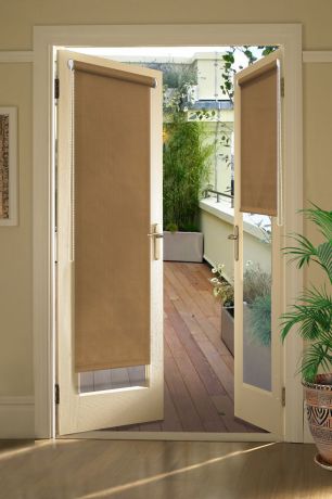 Штора рулонная для балконной двери Эскар "Миниролло. Однотонные", цвет: темно-бежевый, ширина 52 см, высота 215 см