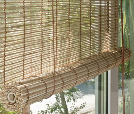 Штора рулонная Эскар "Бамбук", цвет: натуральный микс, ширина 60 см, высота 160 см