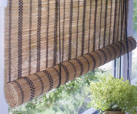 Штора рулонная Эскар "Бамбук", цвет: охра, ширина 160 см, высота 160 см